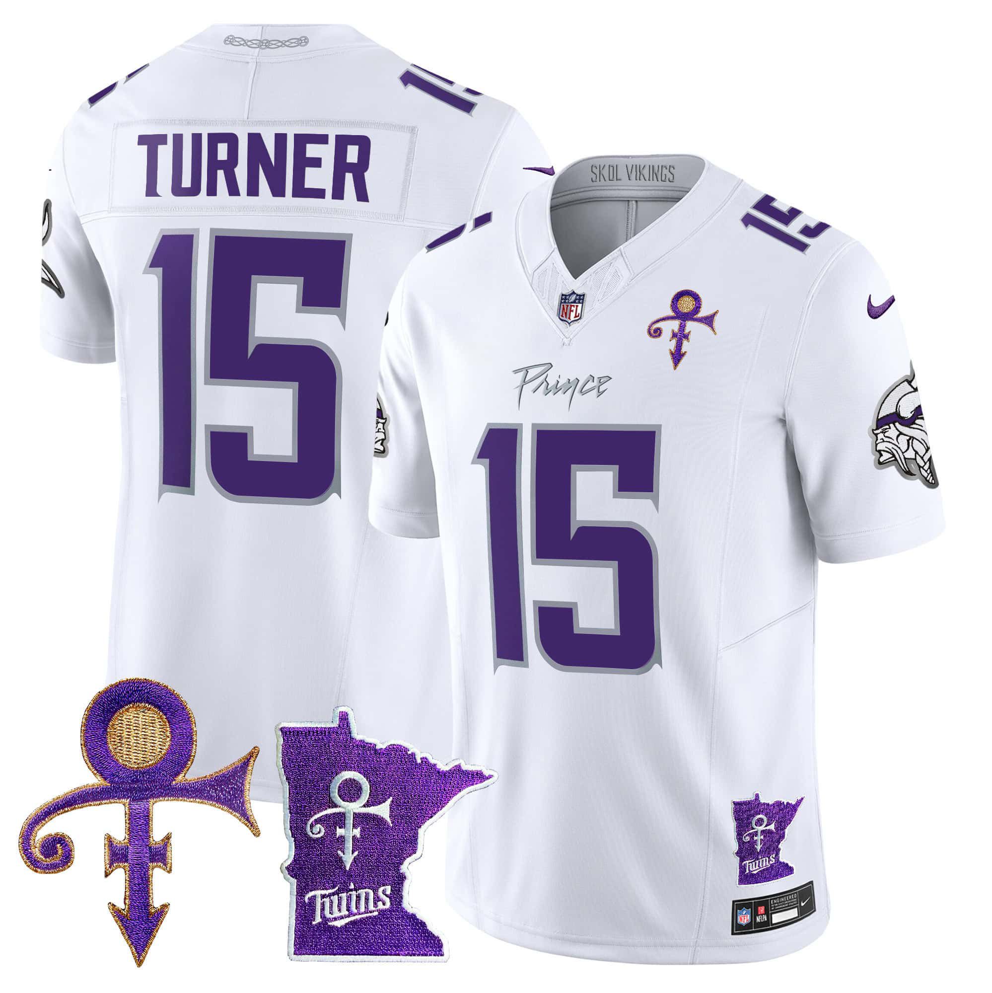 Men Minnesota Vikings 15 Turner White 2024 Nike Prince Vapor Limited NFL Jersey